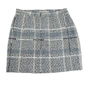 Alessandra Rich Tweed Plaid Mini Skirt Size US 6/ AR 42/ FR 38 Gray Blue